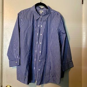 Navy Blue gingham checkered blouse.